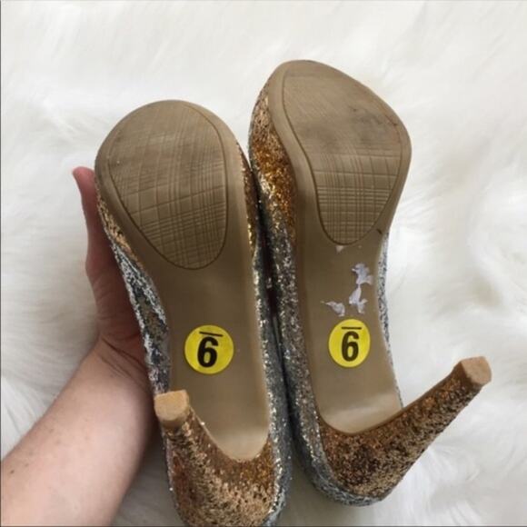 Silver & Gold Glitter Platform Heels Prom Costume - Picture 2 of 7